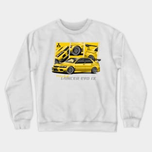 Mitsubishi Lancer Evolution EVO Yellow 9, JDM Crewneck Sweatshirt